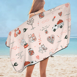 Cute Little Love Gifts Pink Theme SWYJ5499 Bath Towel