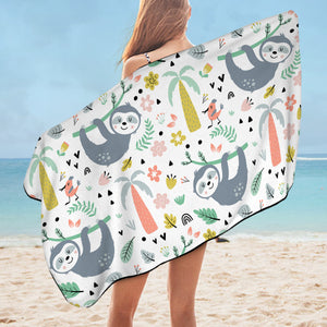 Cute Sloth Colorful Theme SWYJ5503 Bath Towel