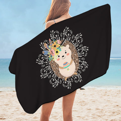 Image of Cute Floral Pastel Hedgehog SWYJ5597 Bath Towel