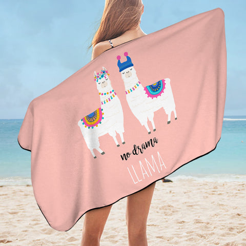Image of Cute Pastel Couple Llama - No Drama SWYJ5620 Bath Towel