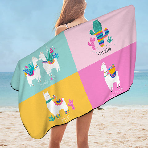 Image of Cute Shades Of Llama Pastel Theme SWYJ5621 Bath Towel
