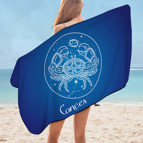 Image of Cancer Sign Blue Theme SWYJ6109 Bath Towel