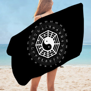B&W Yin Yang Zodiac Sign SWYJ6120 Bath Towel