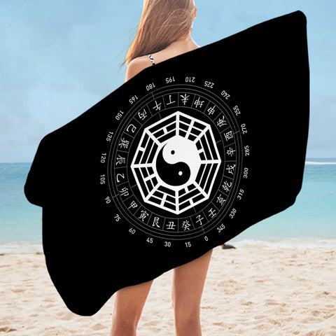 Image of B&W Yin Yang Zodiac Sign SWYJ6120 Bath Towel