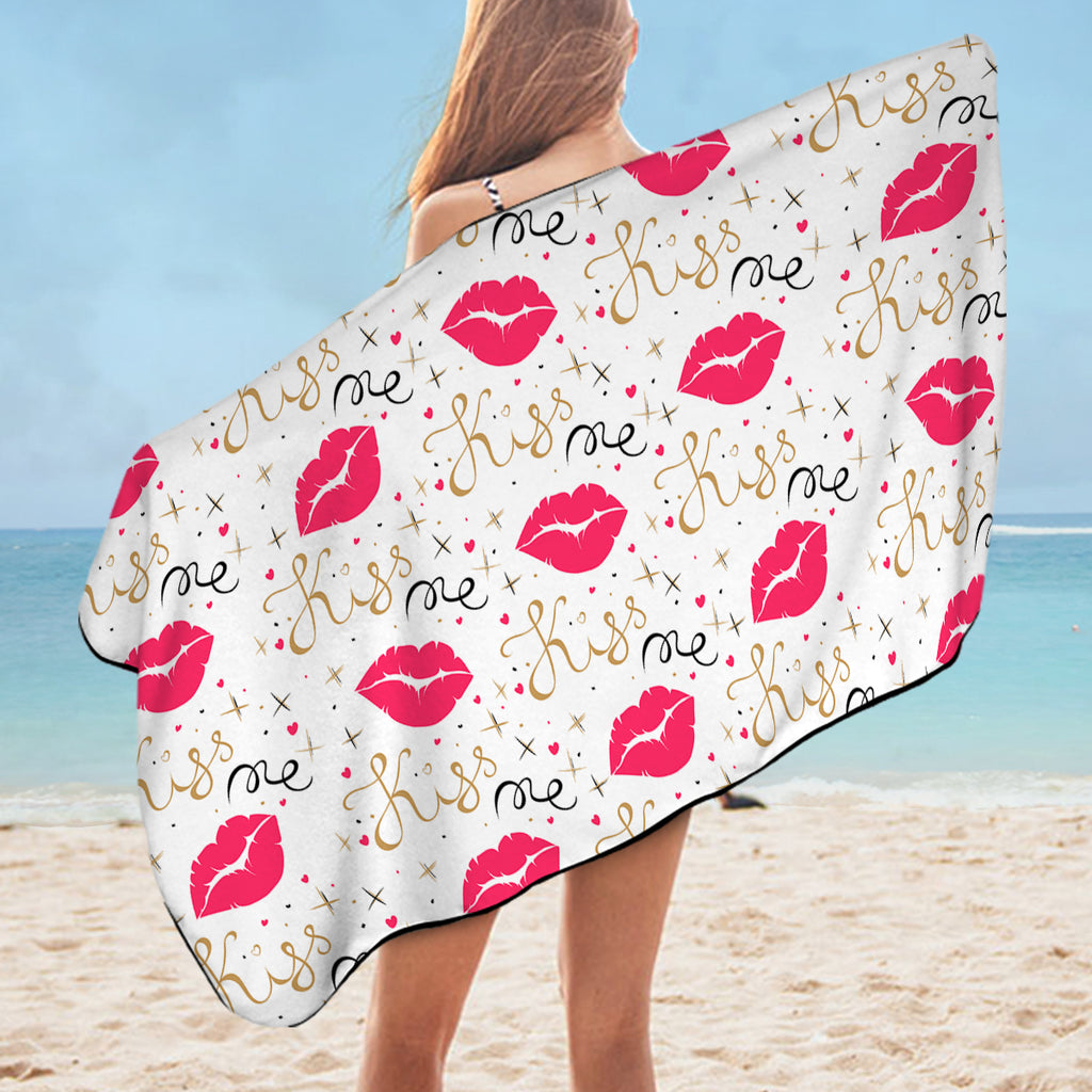Kiss Me Pink Lips SWYJ6134 Bath Towel