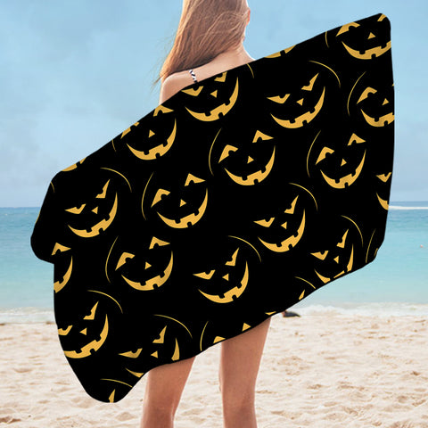 Image of Halloween Pumpskin Black Theme SWYJ6201 Bath Towel