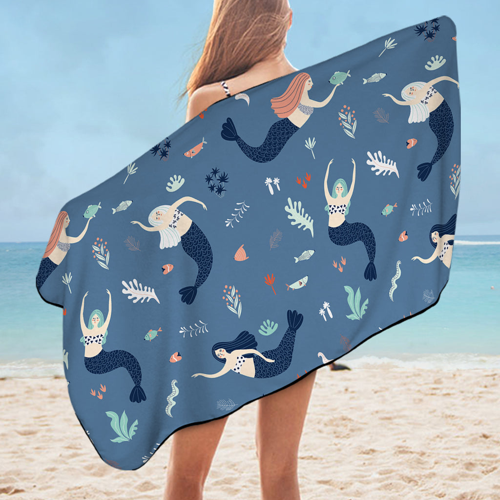 Cute Mermaid Collection Blue Theme SWYJ6208 Bath Towel