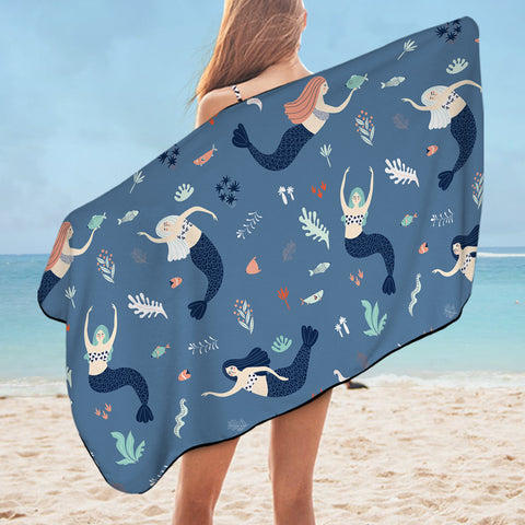 Image of Cute Mermaid Collection Blue Theme SWYJ6208 Bath Towel