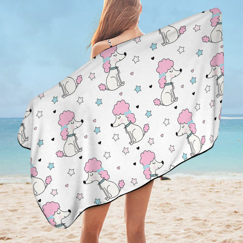 Image of Tiny Royal Dog Collection Pink & White Theme SWYJ6209 Bath Towel