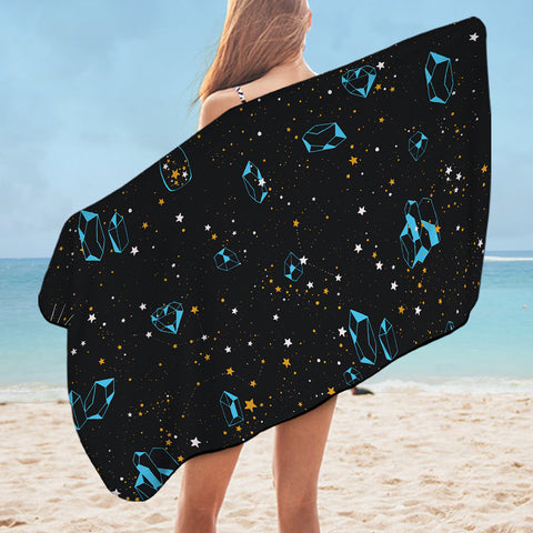 Image of Galaxy Blue Diamonds Collection Black Theme SWYJ6219 Bath Towel