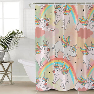 Rainbow Flying Pig SWYL0011 Shower Curtain