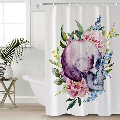 Image of Floral Skull SWYL0017 Shower Curtain