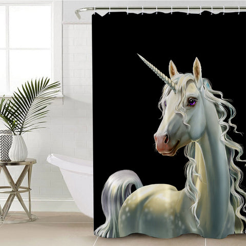 Image of White Unicorn SWYL0037 Shower Curtain