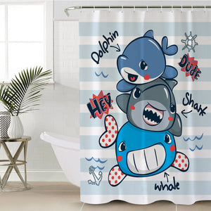 Ocean Shark Dudes SWYL0054 Shower Curtain