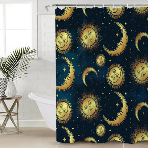 Image of Stylized Moon & Sun SWYL0055 Shower Curtain