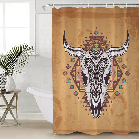 Image of Aztec Cow Skull SWYL0080 Shower Curtain