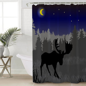 Night Moose SWYL0085 Shower Curtain