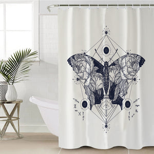 Symmetric Moth SWYL0092 Shower Curtain