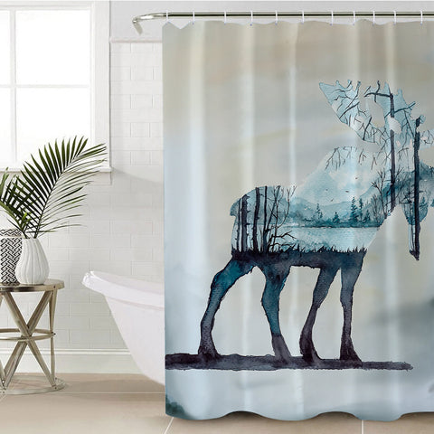 Image of Winter Moose SWYL0294 Shower Curtain