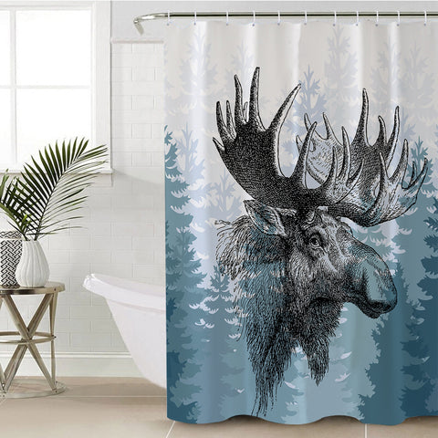 Image of Forest Moose SWYL0447 Shower Curtain