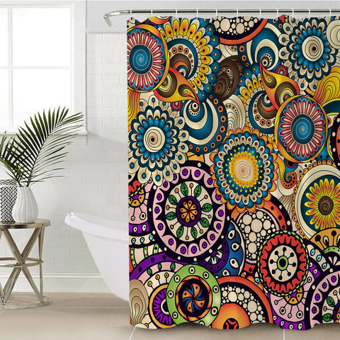 Image of Stylized Circles SWYL0449 Shower Curtain