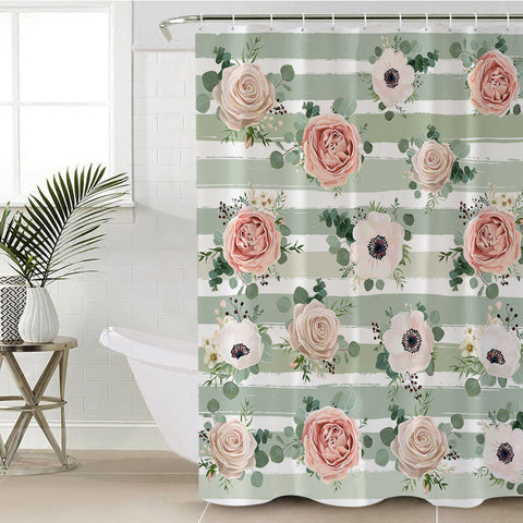 Image of Roses & Stripes SWYL0456 Shower Curtain