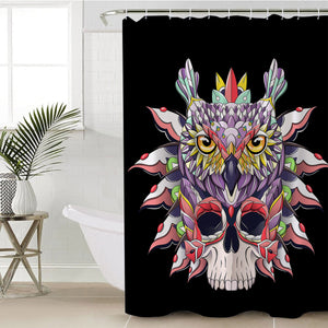 Owl On Skull SWYL0467 Shower Curtain