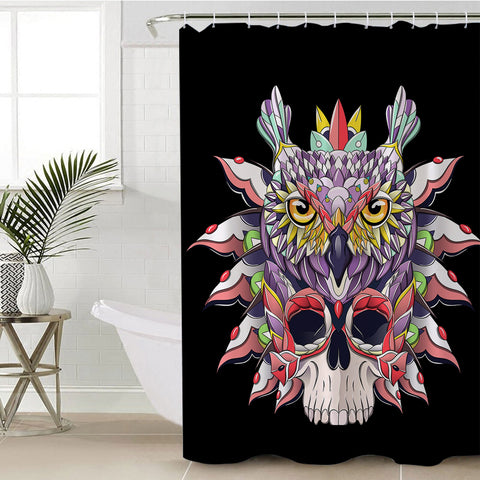 Image of Owl On Skull SWYL0467 Shower Curtain