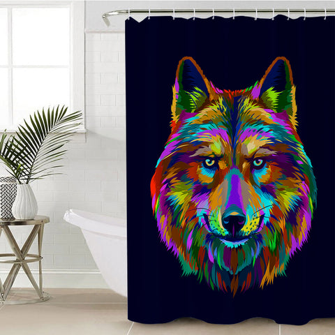 Image of Multicolored Wolf SWYL0472 Shower Curtain