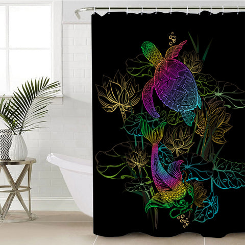 Image of Glowing Turtle & Carp SWYL0478 Shower Curtain