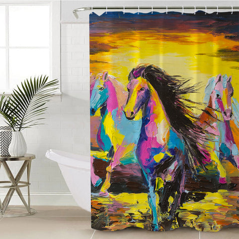 Image of Sunset Horses SWYL0495 Shower Curtain