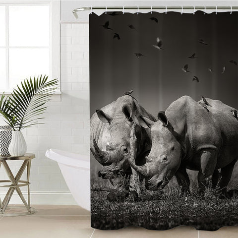 Image of B&W Rhino Couple SWYL0500 Shower Curtain