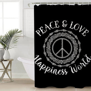 Peace & Love Happiness World SWYL0502 Shower Curtain