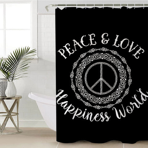 Image of Peace & Love Happiness World SWYL0502 Shower Curtain