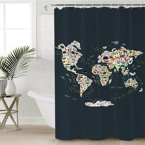 World Animal Map SWYL0530 Shower Curtain