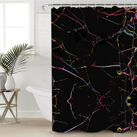 Image of Black Floor Tile SWYL0531 Shower Curtain