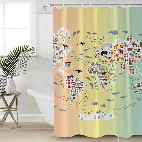 Image of World Fauna Map SWYL0534 Shower Curtain