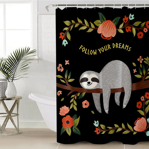 Image of Follow Your Dream Sloth SWYL0656 Shower Curtain
