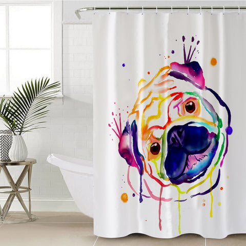 Image of Colored Pug SWYL0669 Shower Curtain