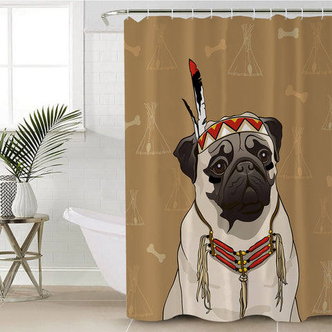 Image of Tribal Pug SWYL0745 Shower Curtain