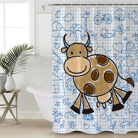 Image of Cow Doodles SWYL0746 Shower Curtain