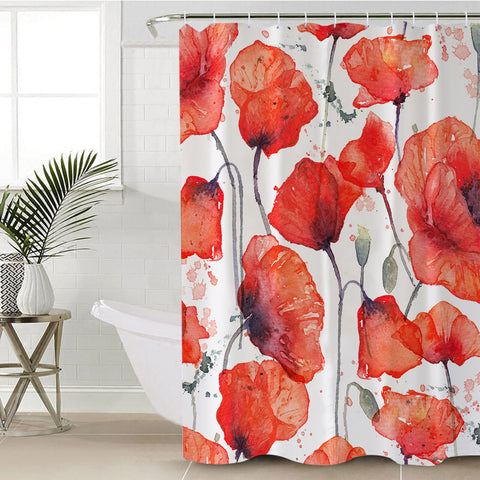 Image of Red Flower SWYL0849 Shower Curtain