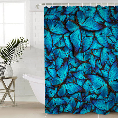 Image of 3D Blue Monarch SWYL0888 Shower Curtain
