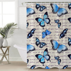 Blue Butterflies Letter SWYL0895 Shower Curtain