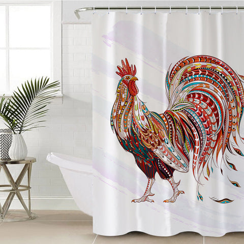 Image of Stylized Rooster SWYL1000 Shower Curtain