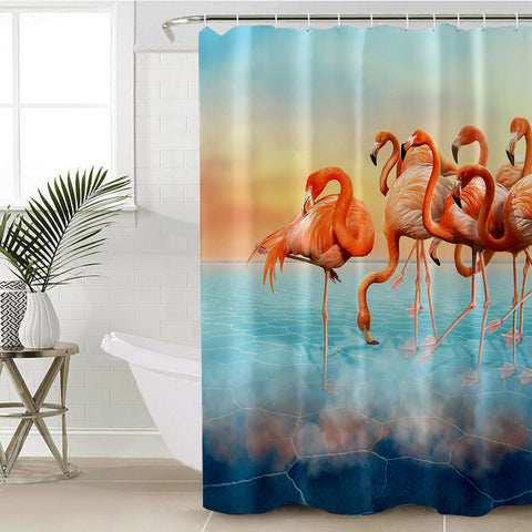 Image of A Brilliant Of Flamingos SWYL1294 Shower Curtain