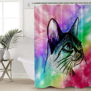 Kitty Sketch SWYL1386 Shower Curtain