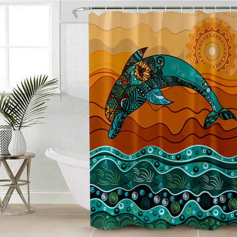 Image of Stylized Dolphin SWYL1397 Shower Curtain