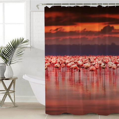 Image of A Flamboyant Of Flamingos SWYL1531 Shower Curtain