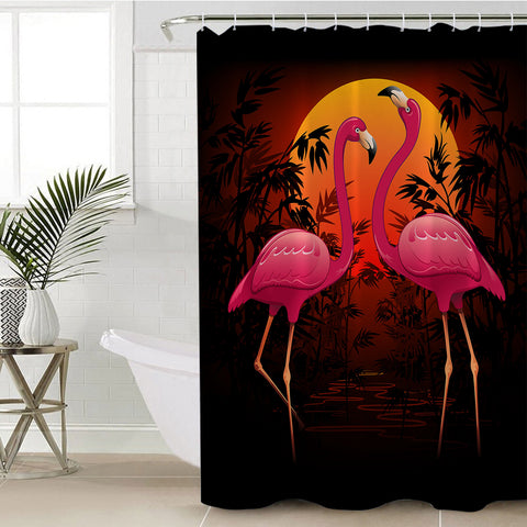 Image of Sunset Flamingo SWYL1617 Shower Curtain